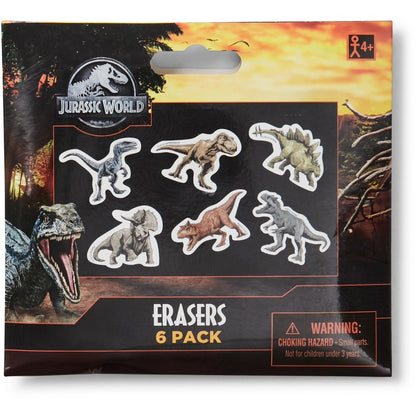 Jurassic Into The Wild Dinosaur Shaped Erasers 6PK
