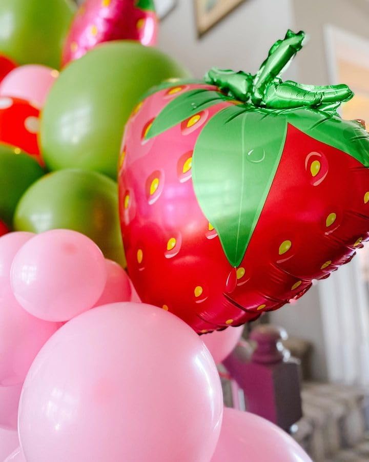 Strawberry Theme Red Pink Fruit Green Balloon Garland Kit
