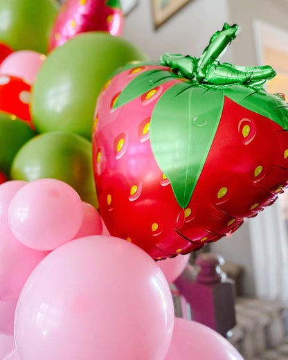 Strawberry Theme Red Pink Fruit Green Balloon Garland Kit