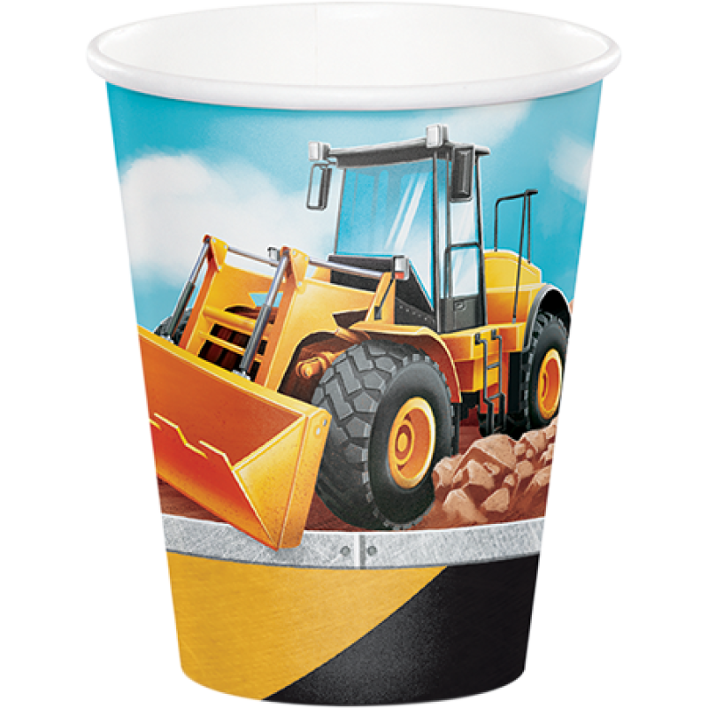 Big Dig Construction 266ml 9oz Paper Cups 8PK