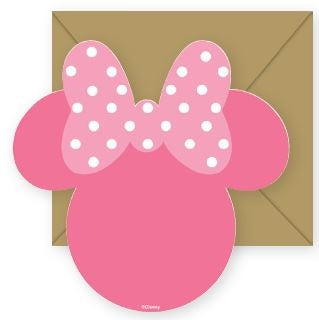 Minnie Mouse Postcard Invitations 8PK with Envelopes