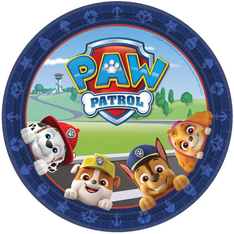 Paw Patrol 23cm 9 inch Round Paper Plates 8PK