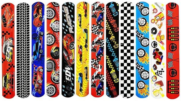 Racing Car Theme Slap Band Bracelet 12 Pack