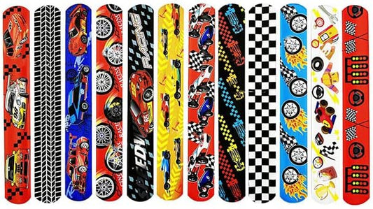 12pcs Racing Car Theme Slap Band Bracelet | Kids Birthday Party Favours Gift Bag Fillings