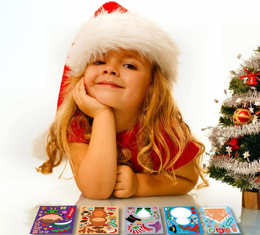 Christmas DIY Stickers for Kids Xmas Party 8 Sheets