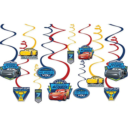 Disney Cars 3 Spiral Swirls Hanging Decorations 8PK