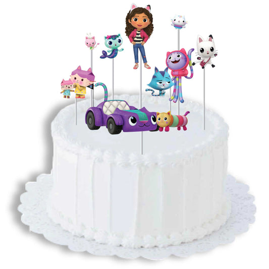 Gabby's Dollhouse Birthday Cake Topper Kit 8PCS
