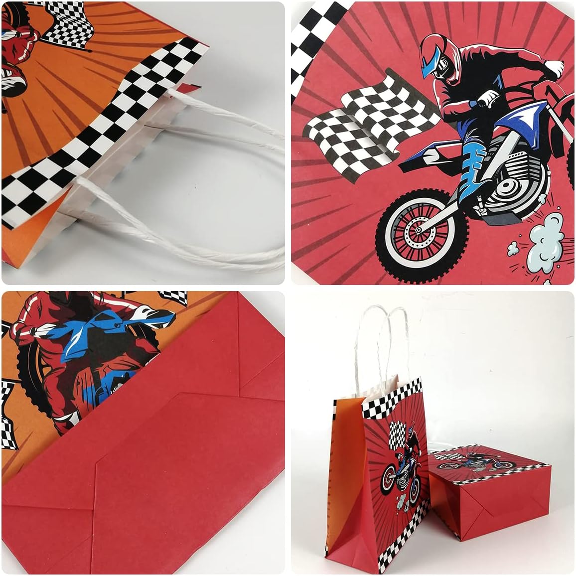Motorcycle Paper Gift Bags with Handles 12PK