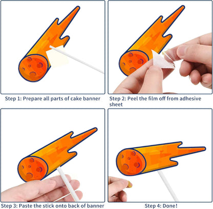 Outer Space Astronaut Rocket Theme Birthday Cake Cupcake Toppers (Pack of 11)