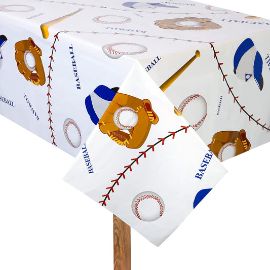 Baseball Theme Table Cover Tablecloth Plastic 220cm x 130cm