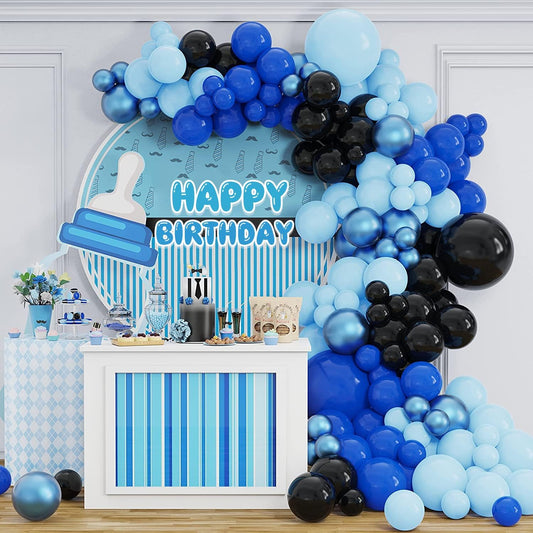 Metallic Blue Black Balloon Garland Kit | Suitable for Boss Baby Theme Birthday Party Decorations