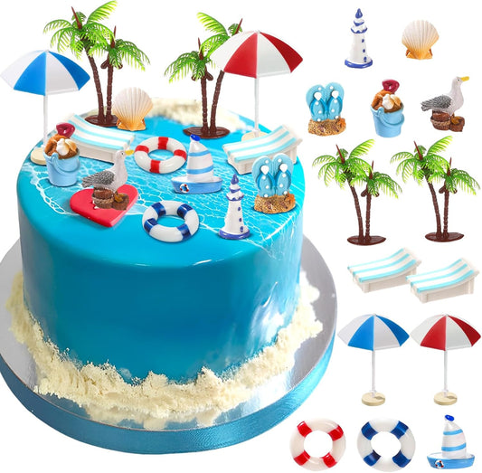 Summer Beach Swimming Theme Cake Decorating Set