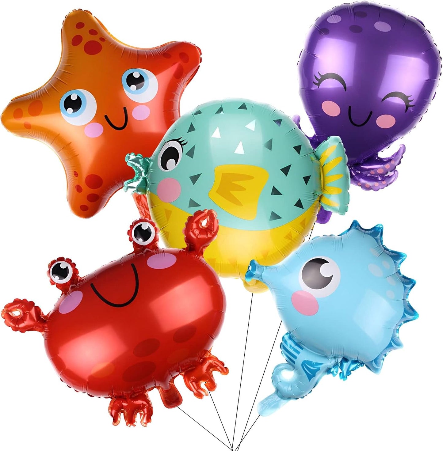 Ocean Animals Shaped Assorted Foil Balloon Set 5 Pack