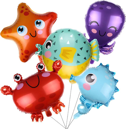 Ocean Animals Shaped Assorted Foil Balloon Set 5 Pack