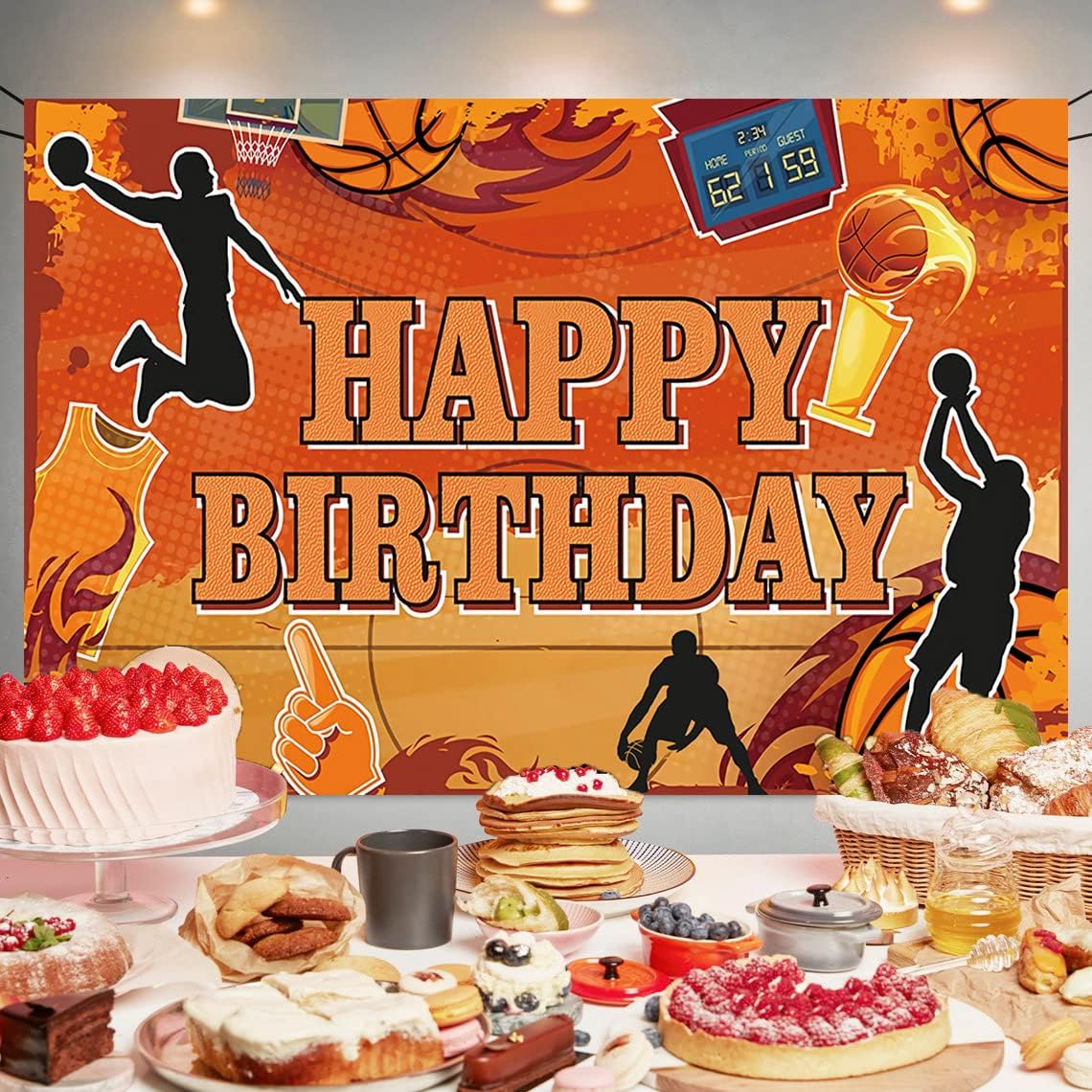 Basketball Theme Birthday Party Backdrop Banner 150cm x 100cm