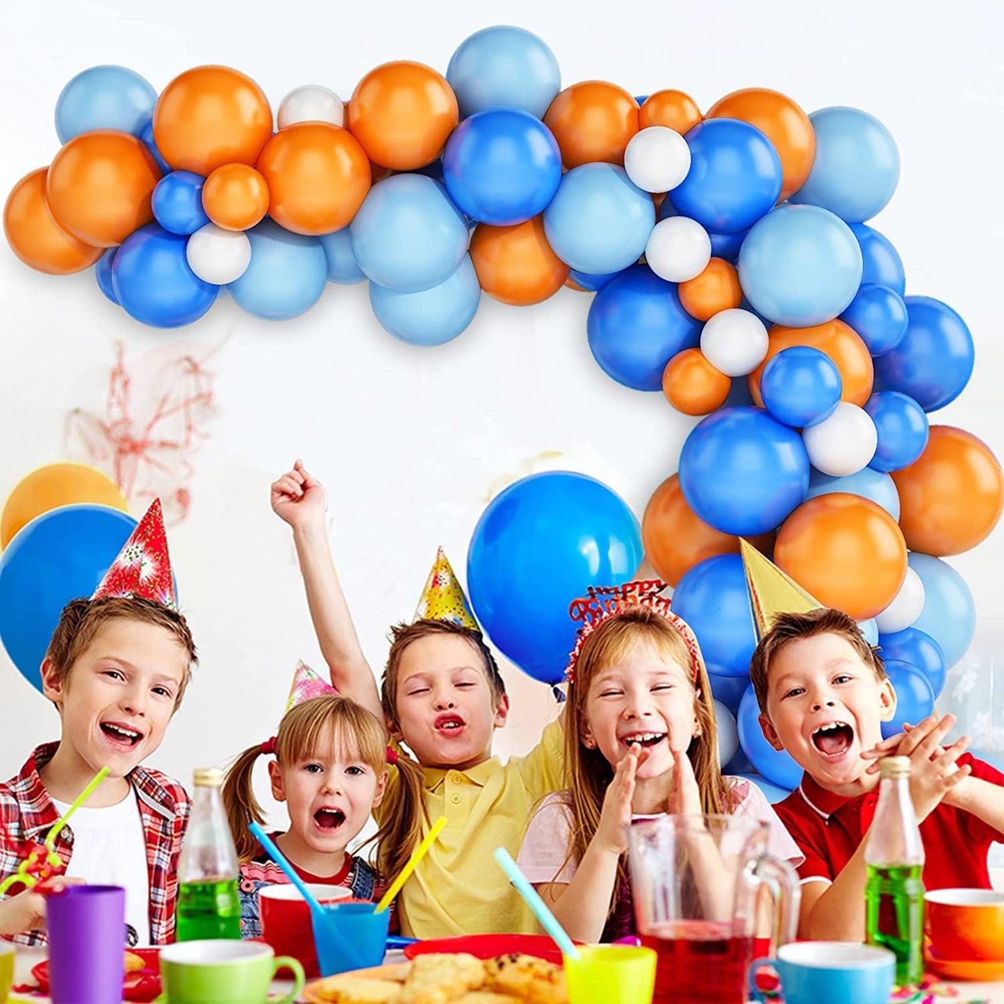 Orange Blue White Balloon Garland Arch Kit | Suitable for Blippi Themed Party Decorations