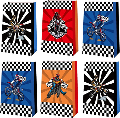 Motorcycle Paper Gift Bags with Stickers 12PK