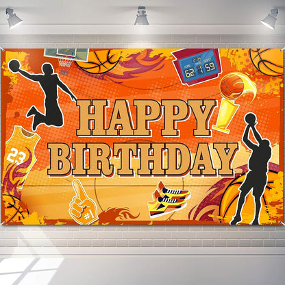 Basketball Theme Birthday Party Backdrop Banner 150cm x 100cm