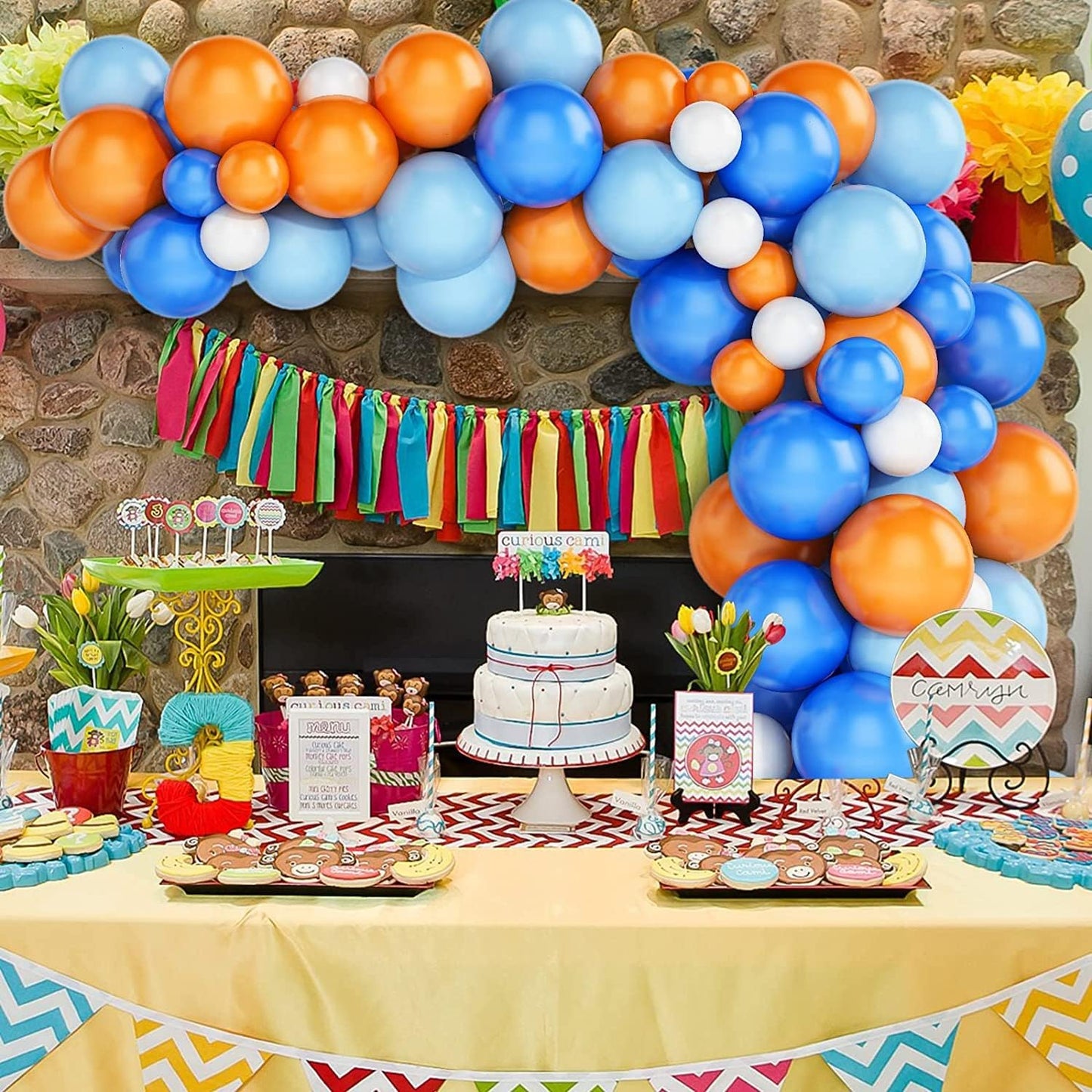 Orange Blue White Balloon Garland Arch Kit | Suitable for Blippi Themed Party Decorations