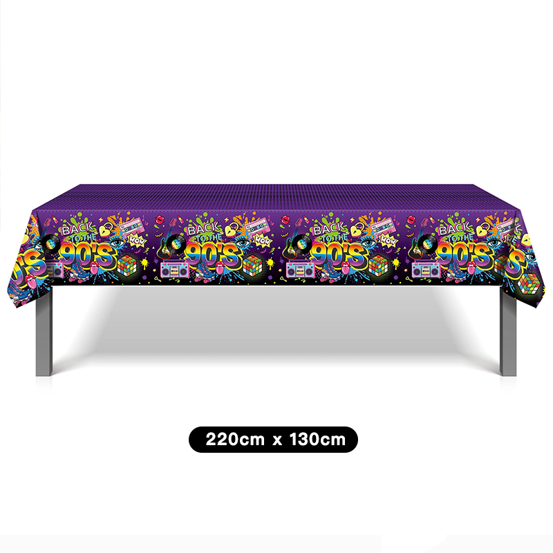 Back to the 90's Retro Table Cover Tablecloth Plastic 220cm x 130cm