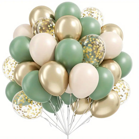 Sage Green Sand White Metallic Gold Balloon Kit 54 Pack