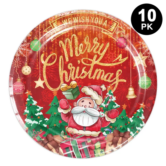 Christmas 23cm Paper Plates Round 10PK