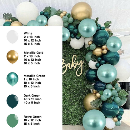 Metallic Green Gold Balloon Garland Kit | Jungle Animals Theme Birthday Party Decorations
