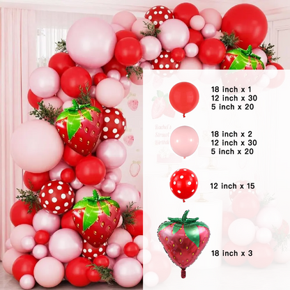 Strawberry Theme Red Pink Balloon Garland Kit