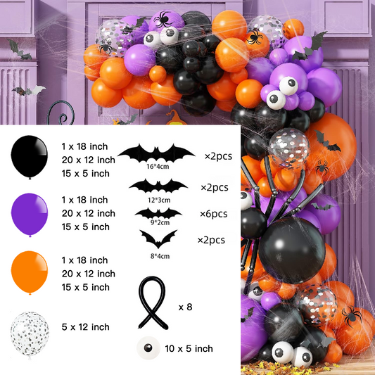 Halloween Theme DIY Balloon Garland Kit Orange Purple Black DIY Spider Balloons