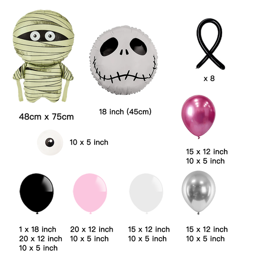 Halloween Theme DIY Balloon Garland Kit Pink Rose White DIY Spider Balloons