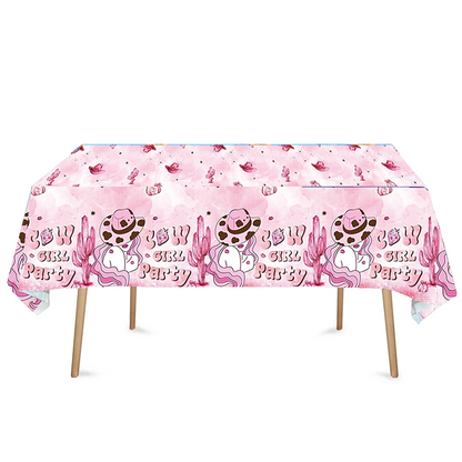 Disco CowGirl Theme Birthday Tablecloth Plastic 180cm x 108cm