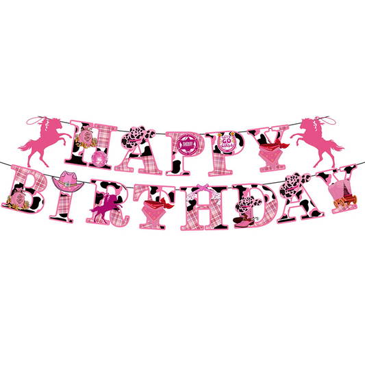 Wild West Cowgirl Theme Birthday Party Banner 2.5 Meter