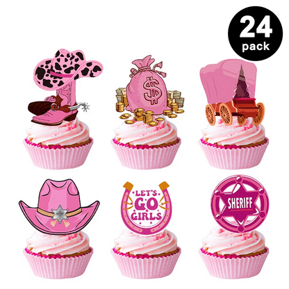 58pcs Wild West Cowgirl Theme Party Decorating Set | Birthday Banner Balloons Cake Cupcake Toppers