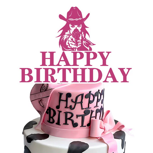 Wild West Cowgirl Theme Birthday Cake Topper
