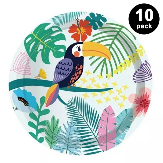 Hawaii Flamingo Theme 9 inch 23cm Paper Plates Round 10pk