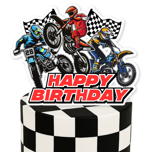 Motorcycle Dirt Bike Theme Birthday Cake Topper