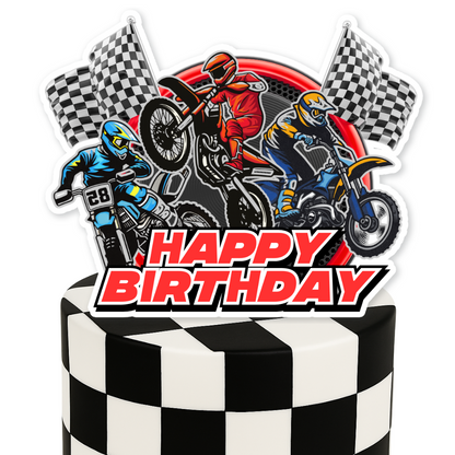 Motorcycle Dirt Bike Theme Birthday Cake Topper