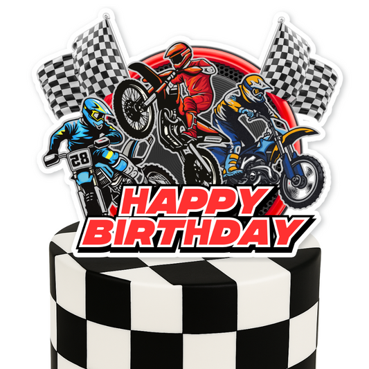Motorcycle Dirt Bike Theme Birthday Cake Topper