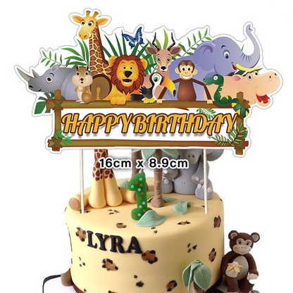 Jungle Animals Theme Birthday Cake Topper
