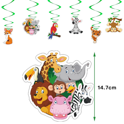 Jungle Animals Theme Birthday Party Banner and Swirls
