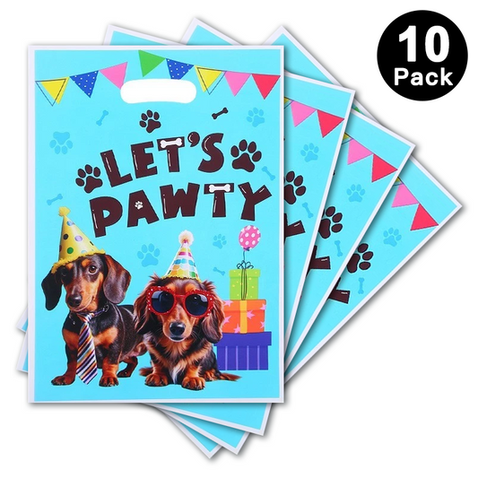 Lets Pawty Pet Dogs Party Gift Loot Bags Plastic 10 Pack