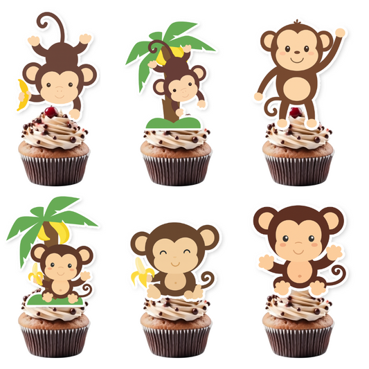 Cute Cheeky Monkey Cutout Cupcake Toppers 12 Pack
