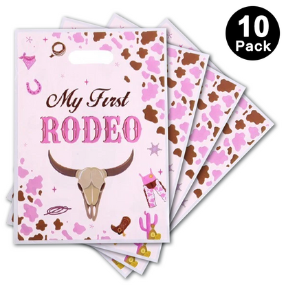 Western Cowgirl My First Rodeo Party Gift Loot Bags Plastic 10 Pack