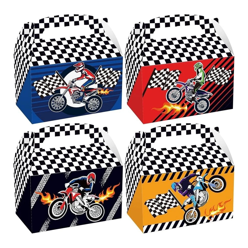 Motorcycle Dirt Bike Theme Paper Candy Box Gift Box Pack of 12