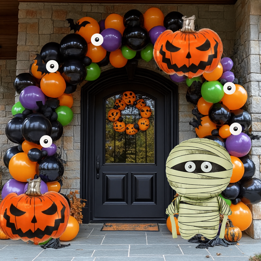 Halloween Theme DIY Balloon Garland Kit Pumpkin Zombie Eyeballs Shaped Balloons