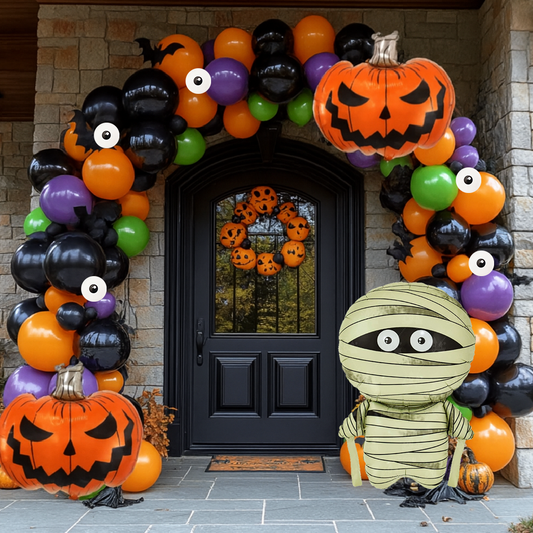 Halloween Theme DIY Balloon Garland Kit Pumpkin Zombie Eyeballs Shaped Balloons
