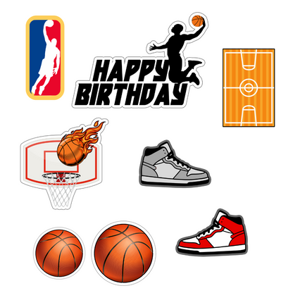 Basketball Theme Birthday DIY Cake Toppers 8 Pack
