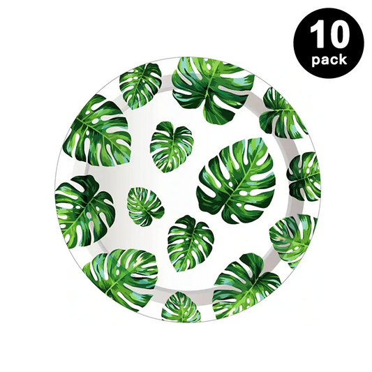 Hawaii Palm Leaves 7 inch 17cm Paper Plates Round 10pk