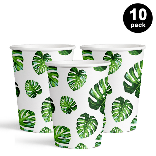 Hawaii Palm Leaves Theme 250ml Paper Cups 10 Pack