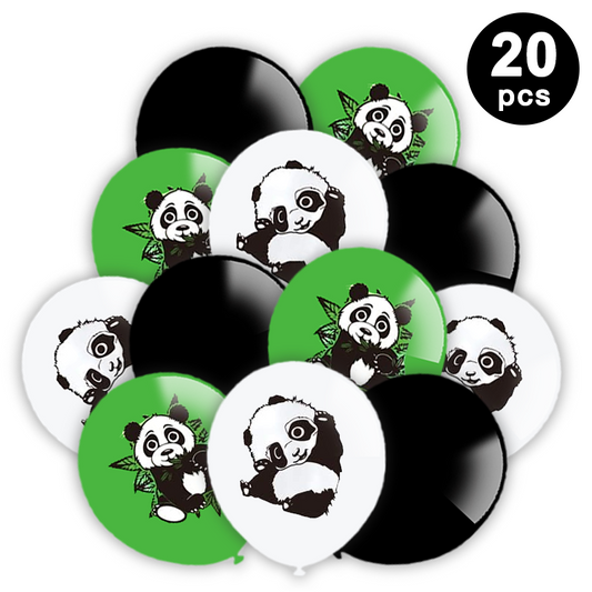 20pcs Panda Theme Printed Assorted Latex Balloons